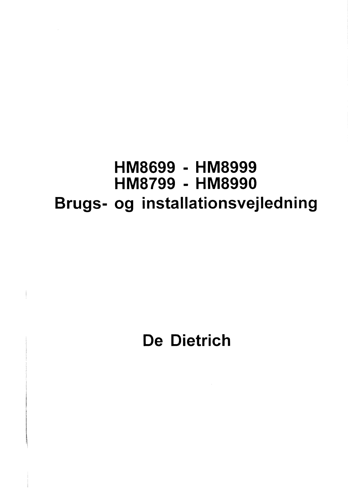 De dietrich hm8699, hm 8799, hm8990 User Manual
