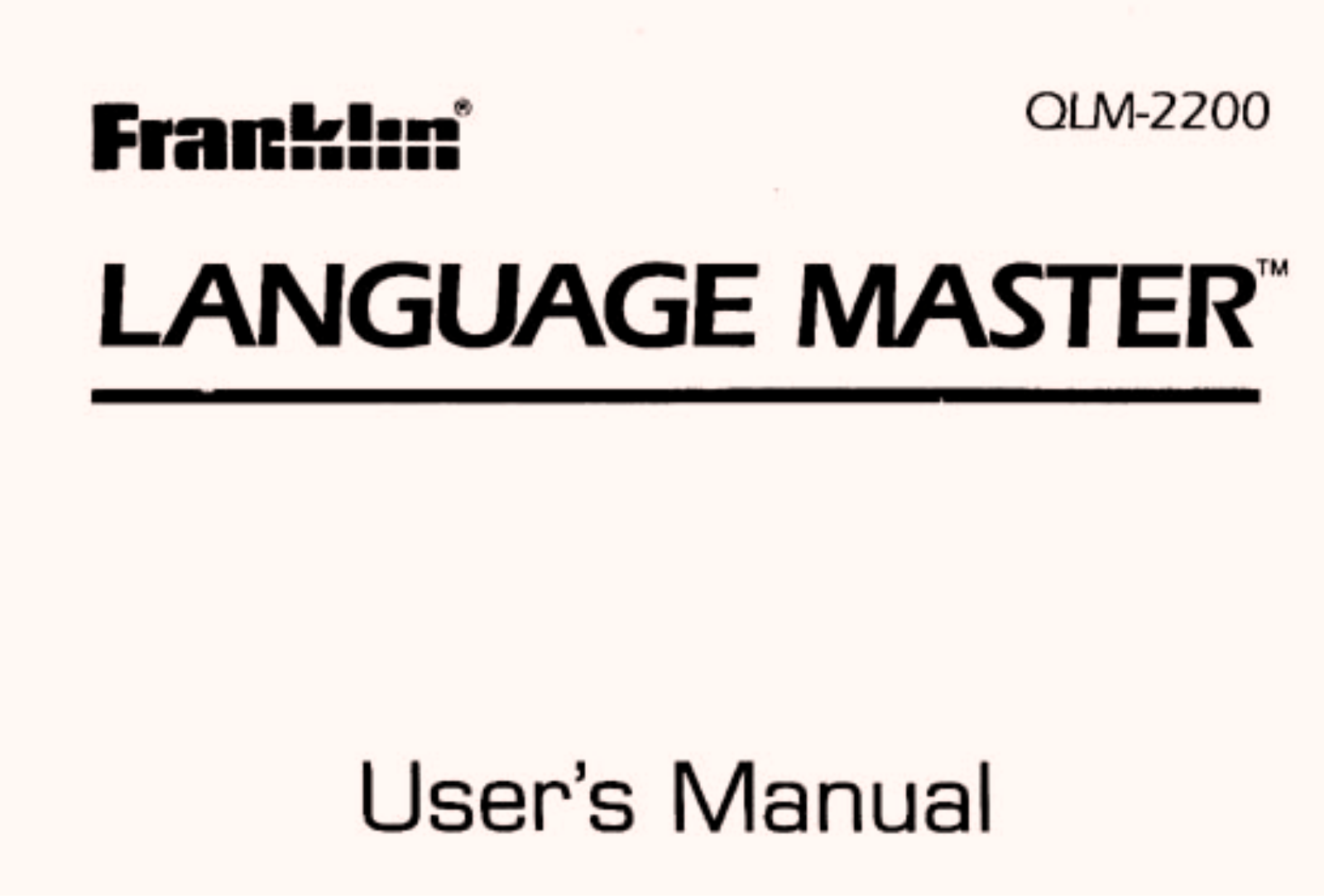 Franklin Language Master QLM-2200 User Manual