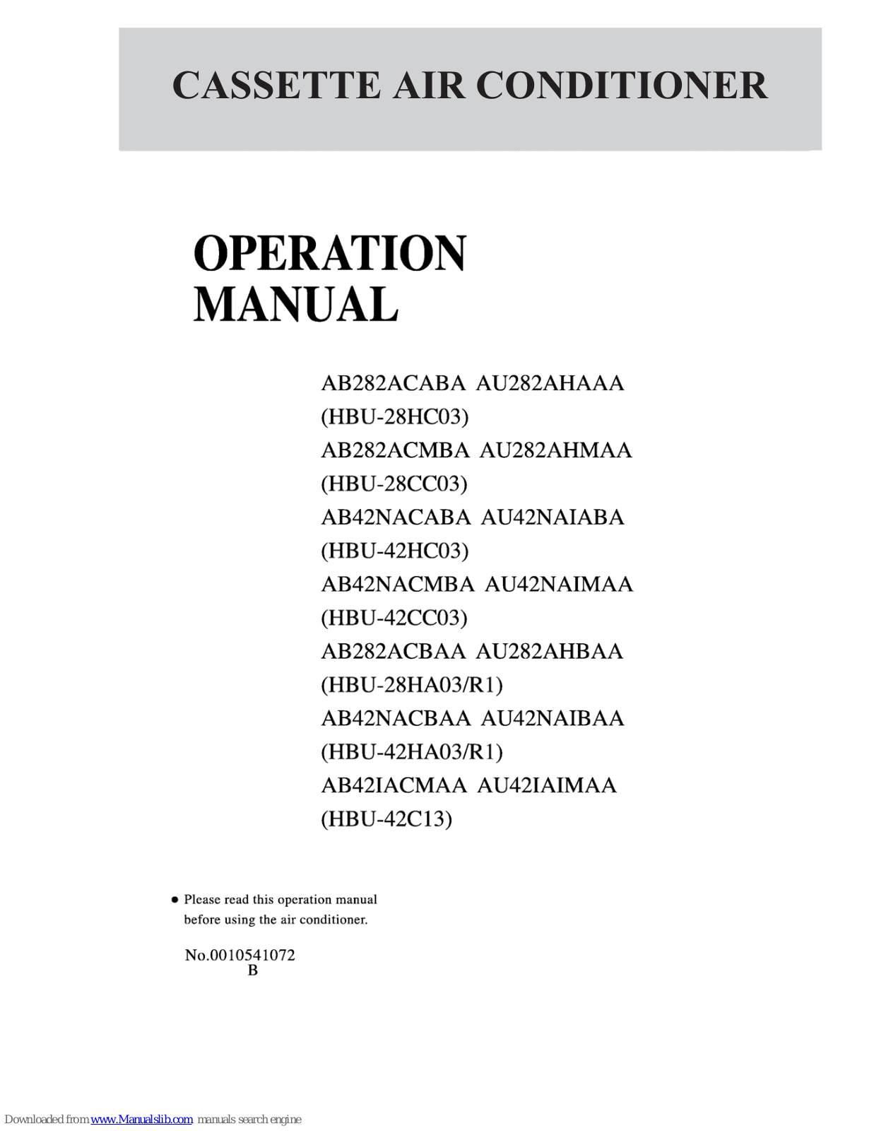 Haier AB42NACMBA, AB282ACBAA, AU282AHAAA, AU282AHBAA, AU282AHMAA Operation Manual