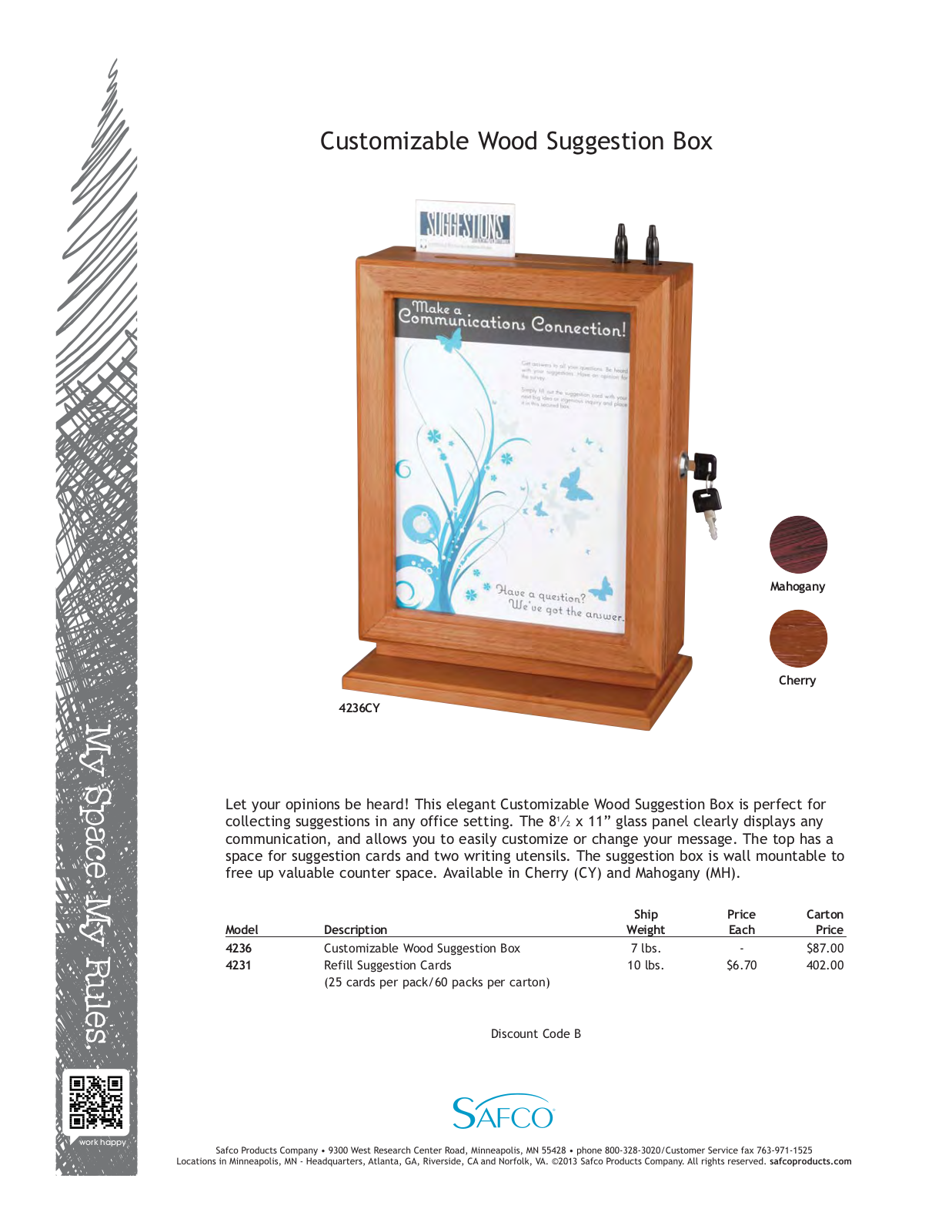 Safco 4236CY User Manual