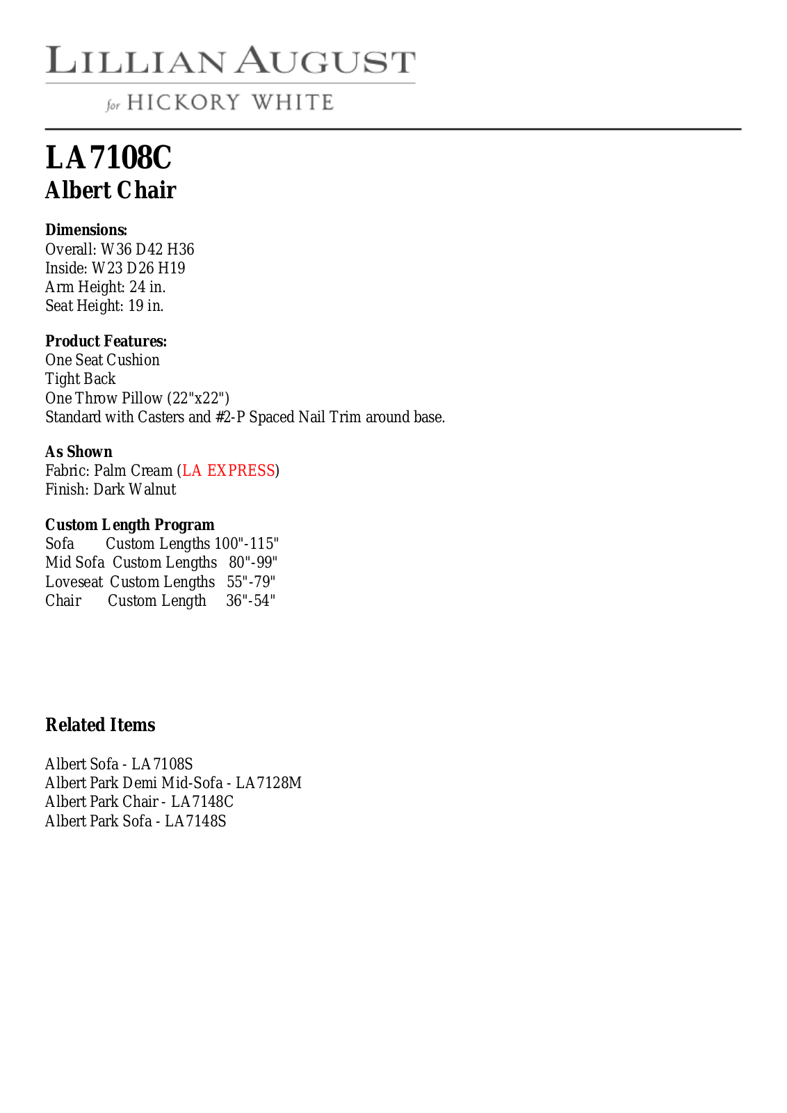Lillian August LIGU1045 Specifications - ManualMachine.com