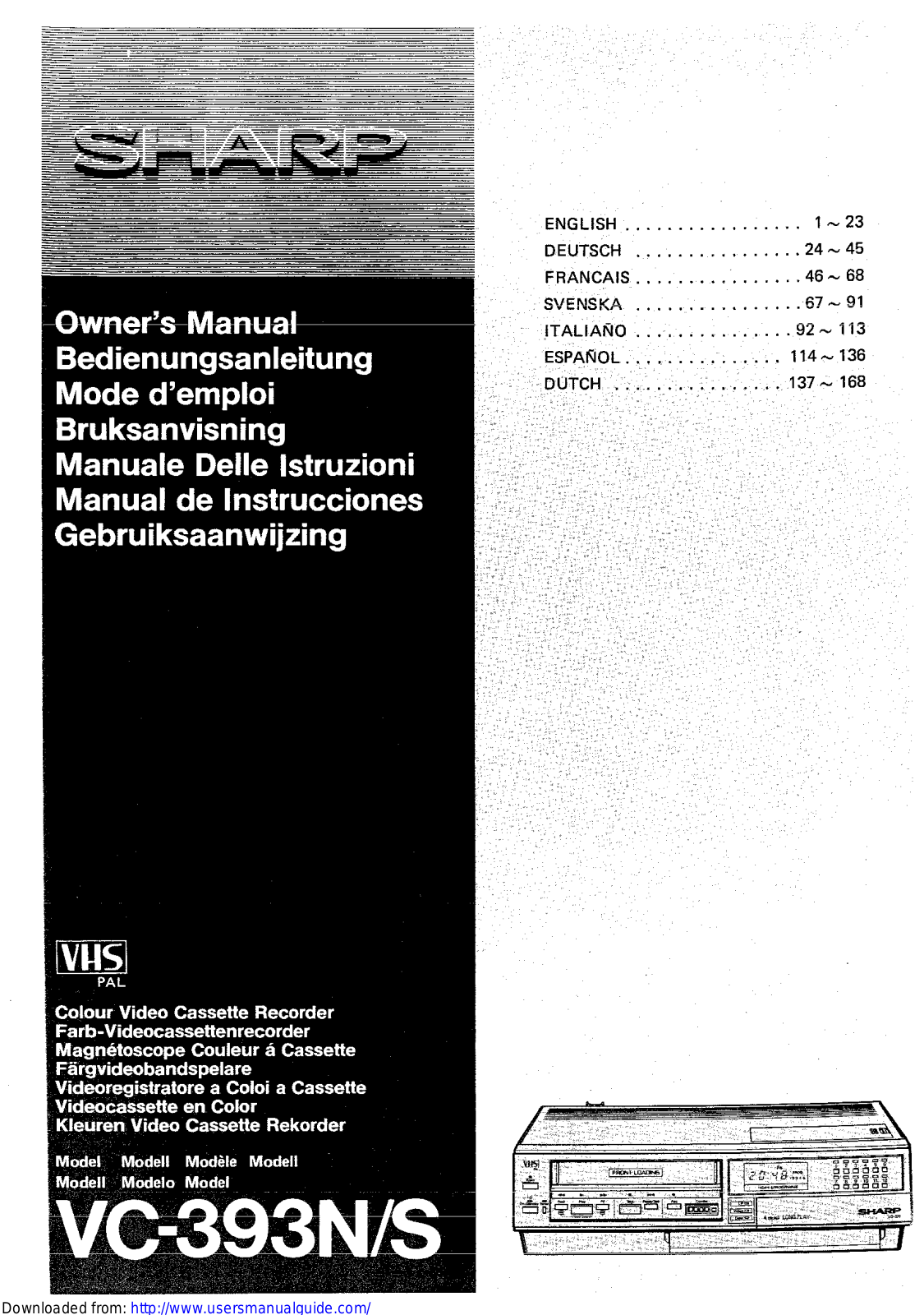 SHARP VC-393N/S User Manual