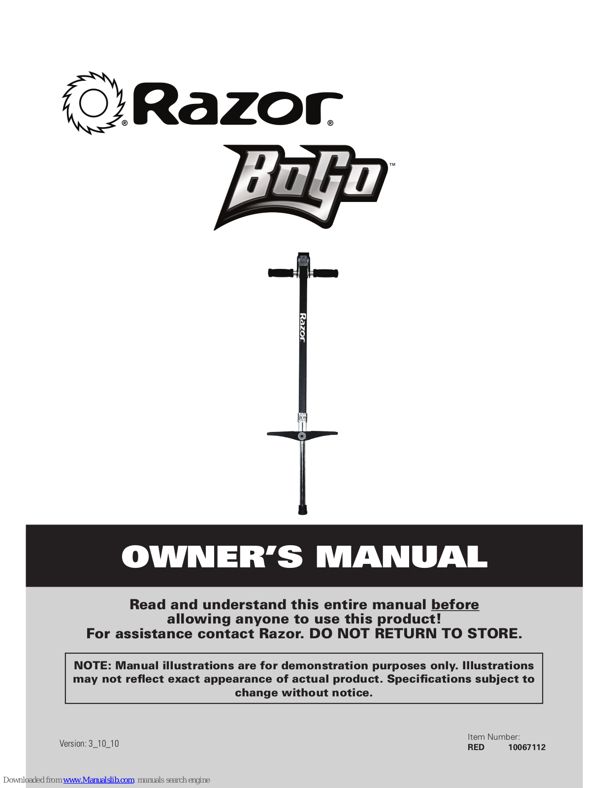 Razor BoGo Pogo Owner's Manual