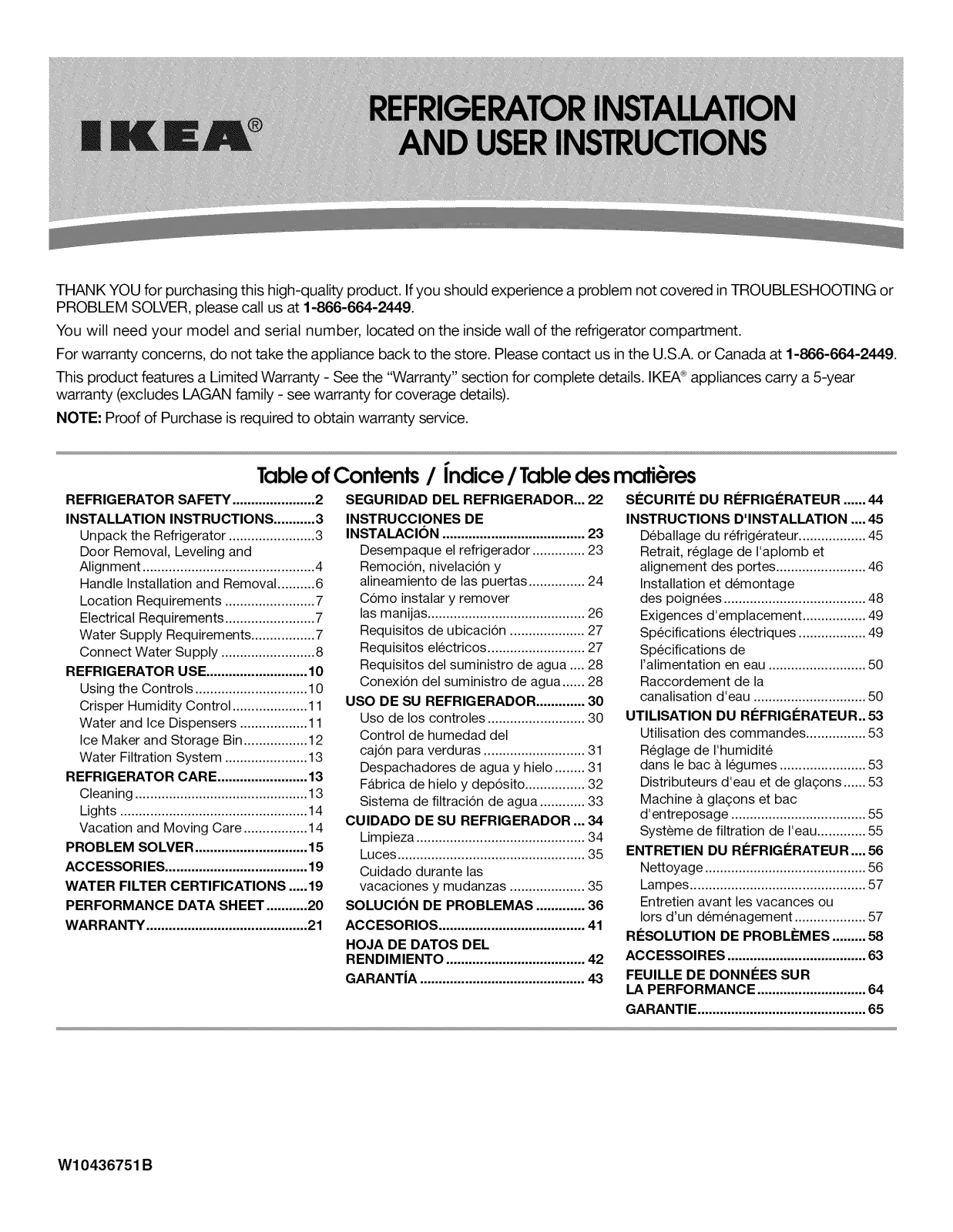 Ikea ISF25D2XBM01, ISF25D2XBM00 Owner’s Manual