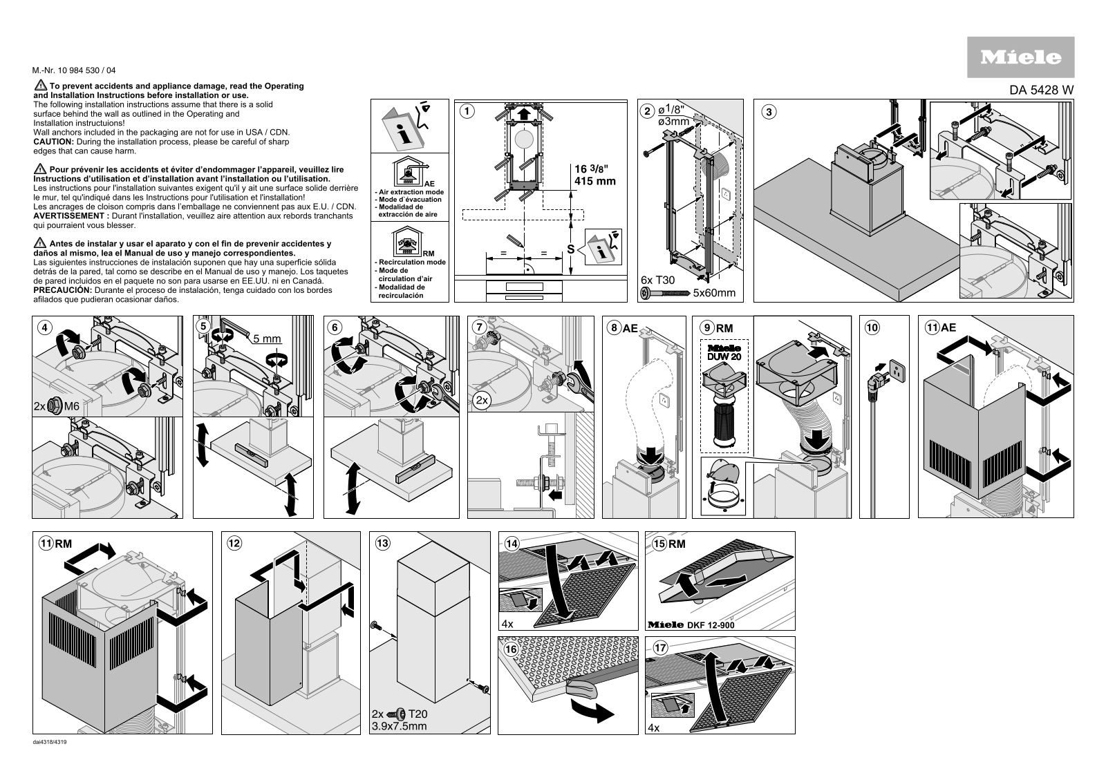 Miele DA5428W Assembly Guide