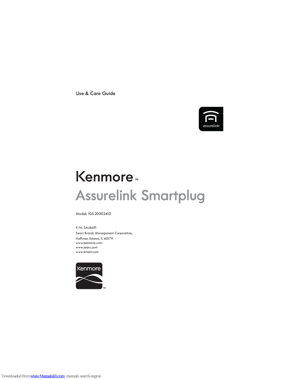 Kenmore 105.20002410, Assurelink Smartplug Use & Care Manual