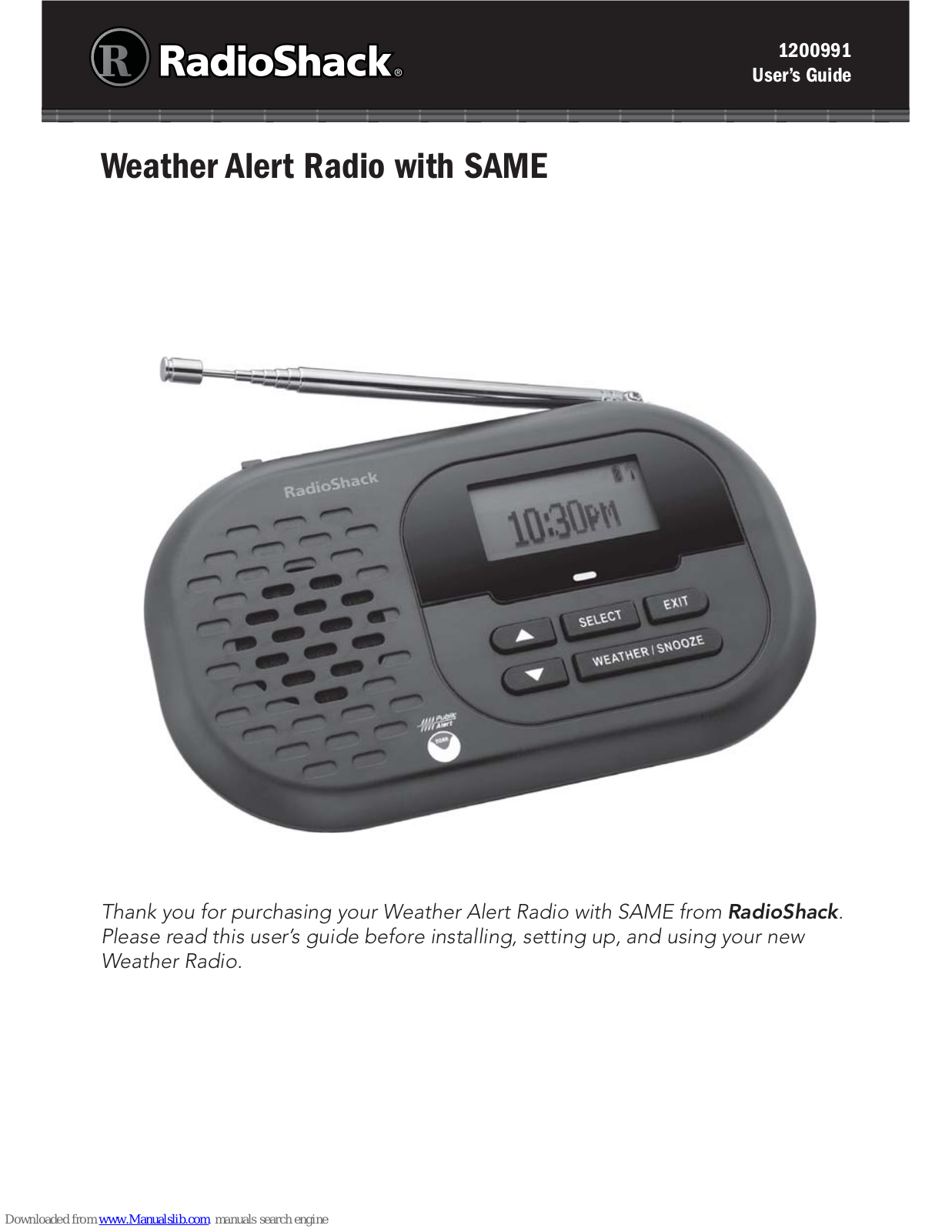 Radio Shack Weather Alert Radio, 1200991 User Manual