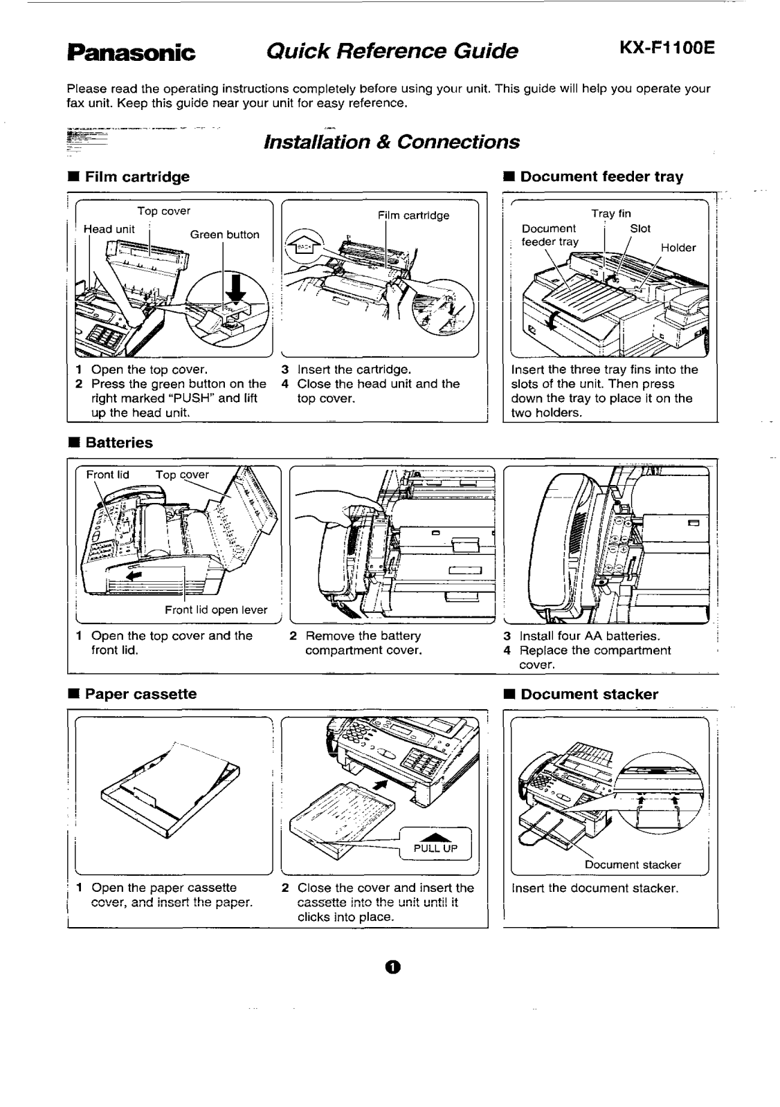 Panasonic KX-F1100E Operating Instructions