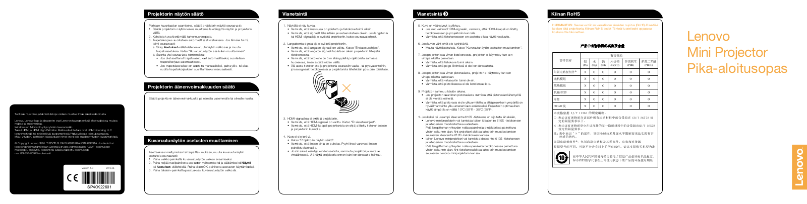 Lenovo ideacentre Mini Projector 610S-02ISH Quick Start Guide