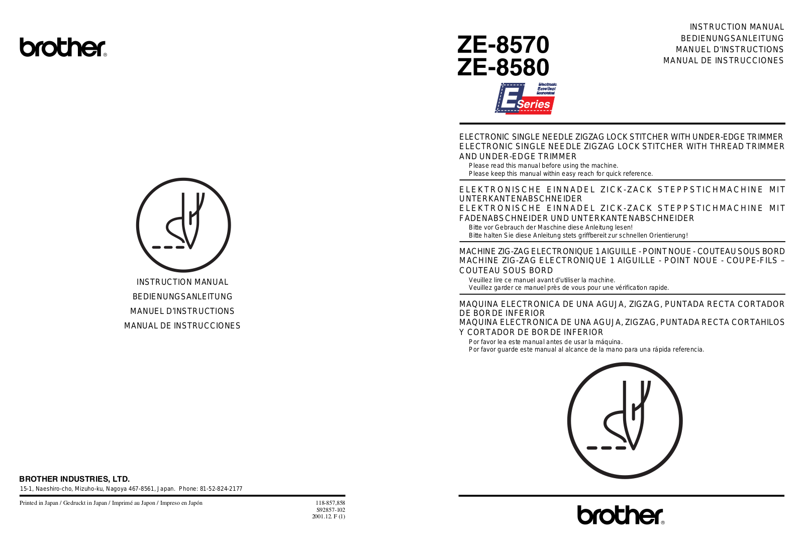 Brother LK3-B438E MKII, LK3-B484 Owner's Manual