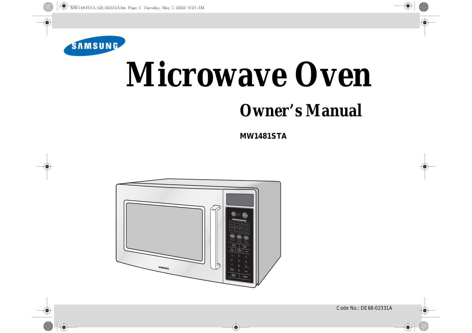 Samsung MW1481STA, DE68-02331A User Manual