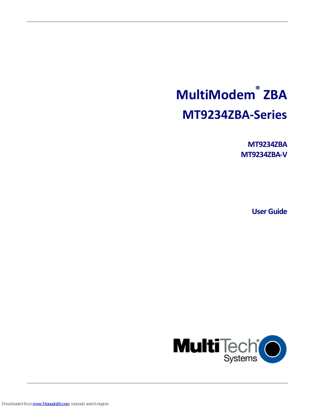 Multi-Tech MultiModem ZBA MT9234ZBA, MultiModem ZBA MT9234ZBA‐V, MT9234ZBA User Manual