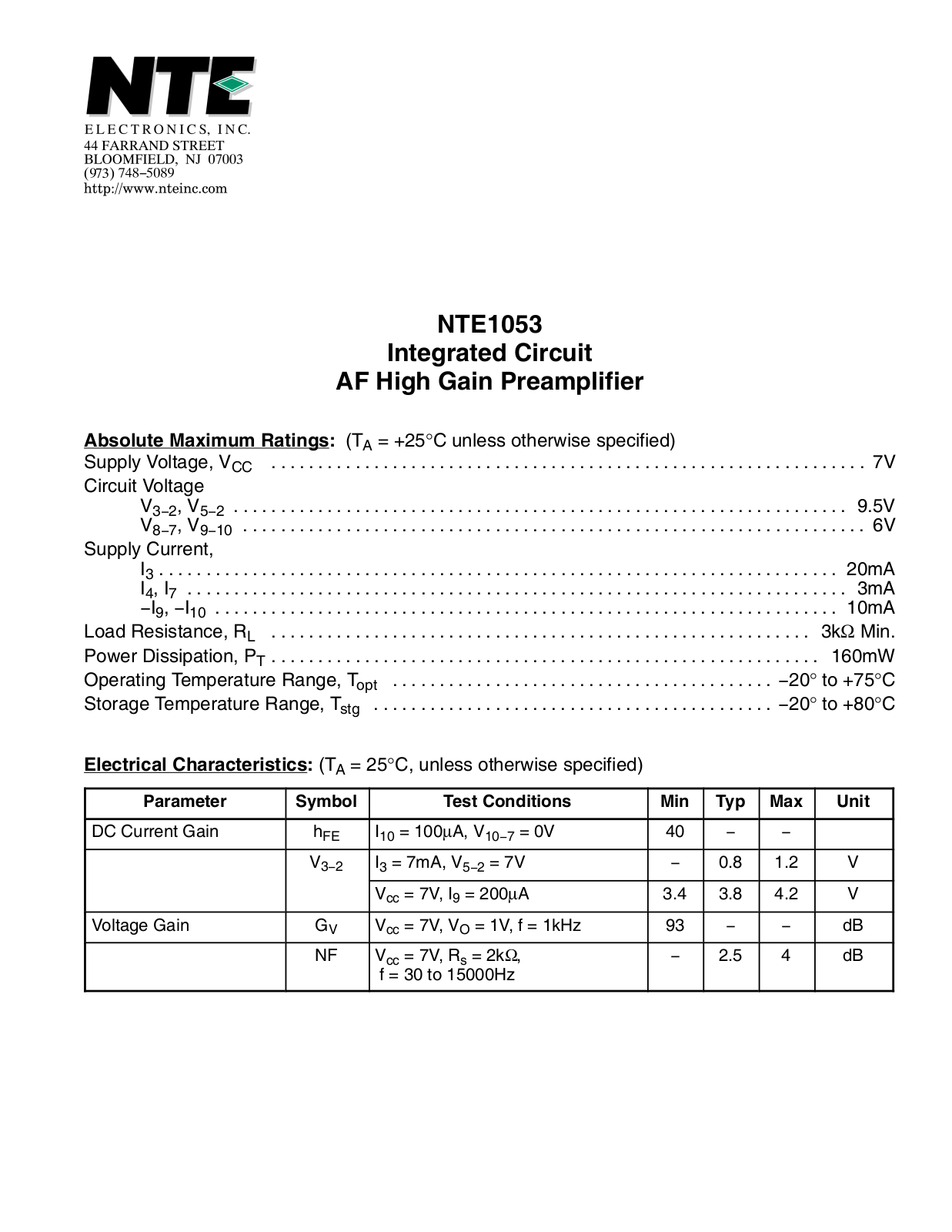 Datasheet ECG1053 Specification - ManualMachine.com