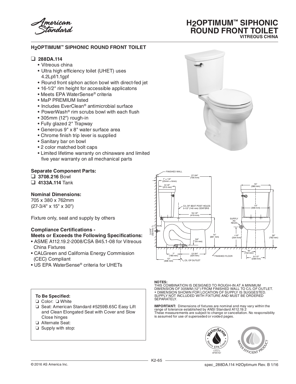 American Standard ASD7791 Specifications - ManualMachine.com