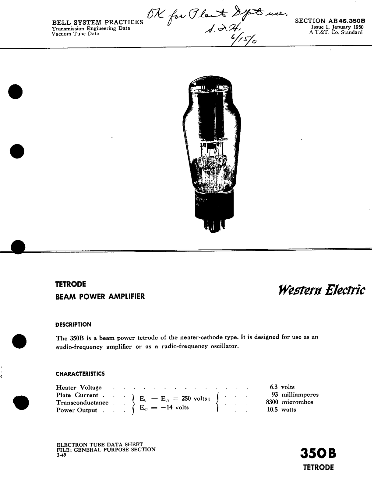 Western Electric 350-B Brochure