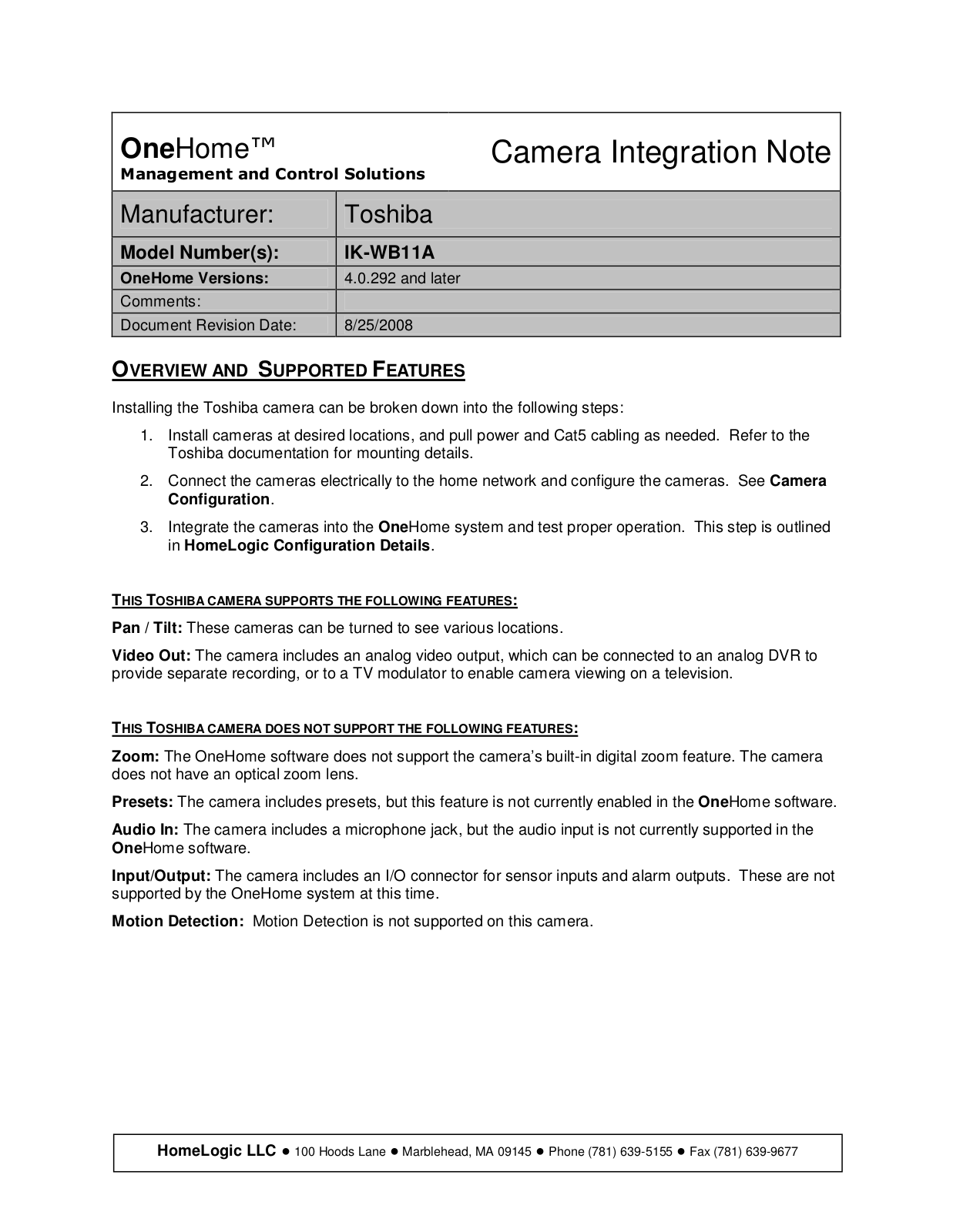 Toshiba IK-WB11A User Manual