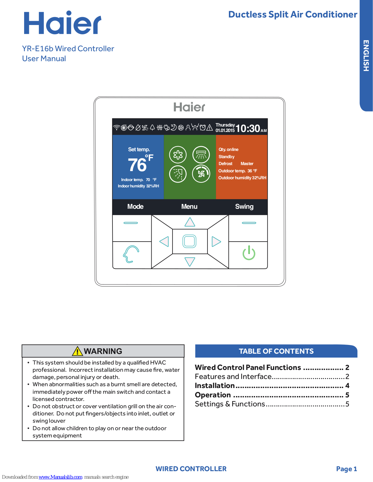 Haier YR-E16b User Manual