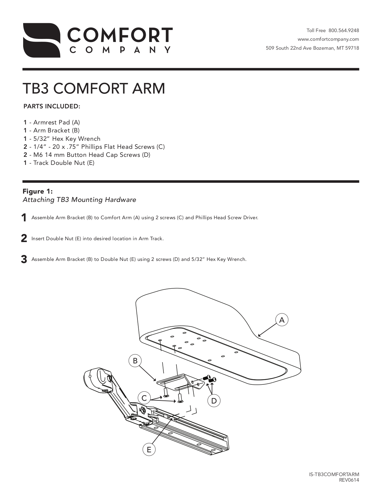 Comfort Company TB3 Comfort Arm User Manual