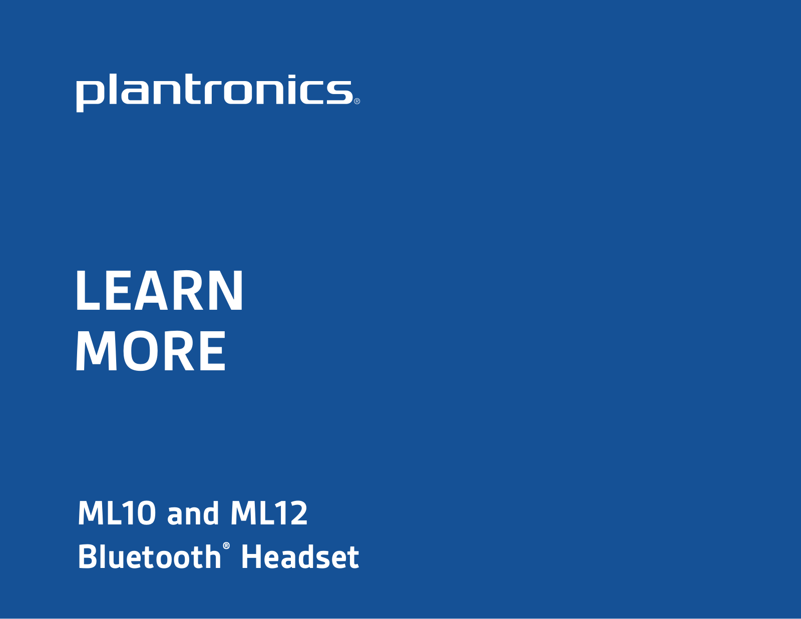 Plantronics ML12, ML10 User Manual