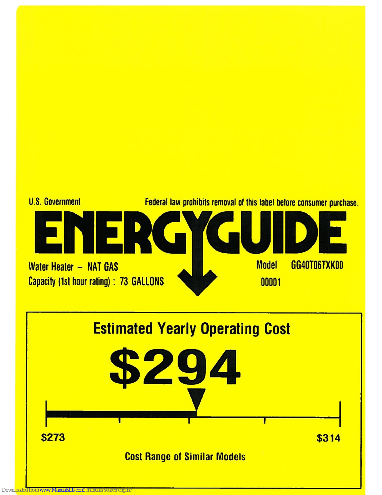 GE GG40T06TXK Energy Manual