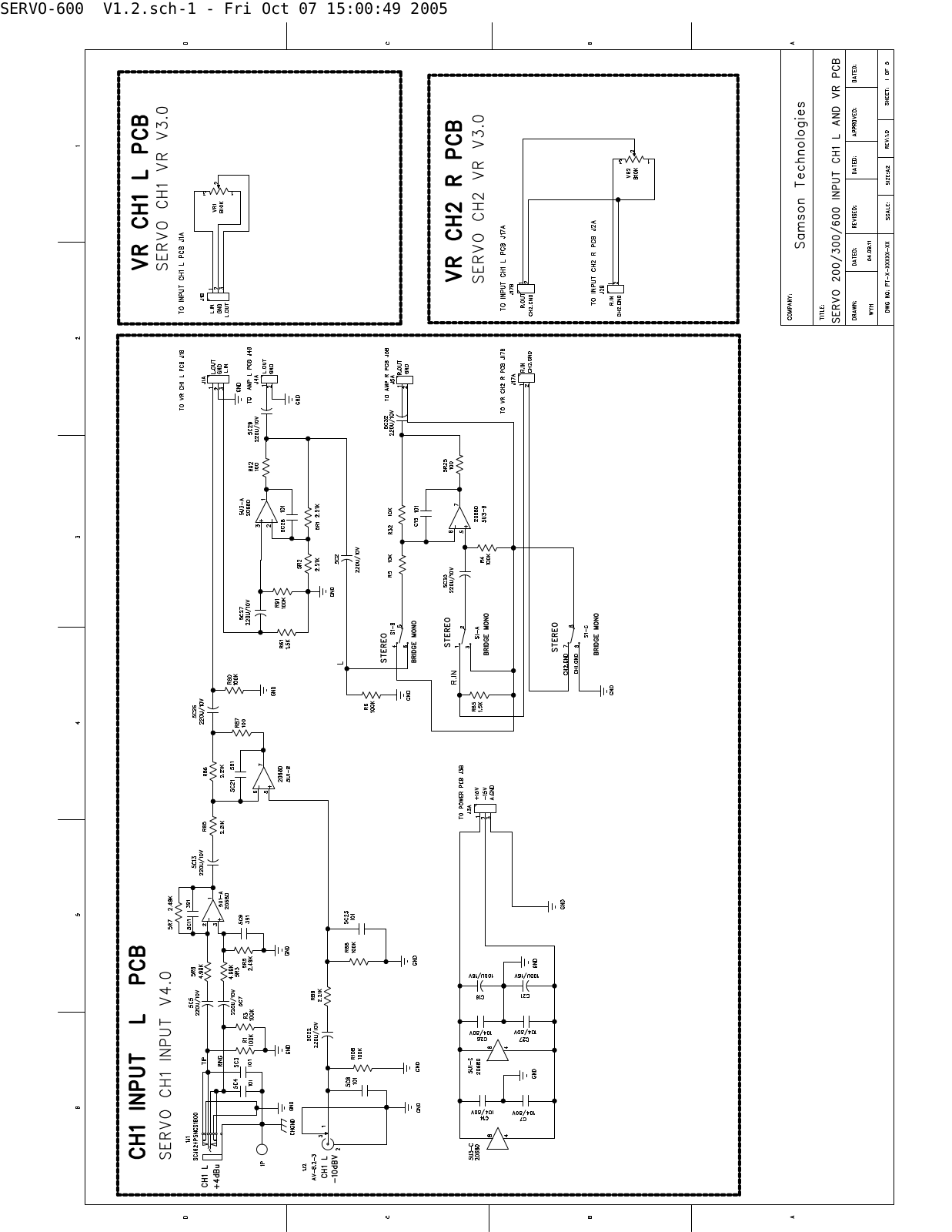 Samson SERVO200, SERVO300, SERVO600 Schematic