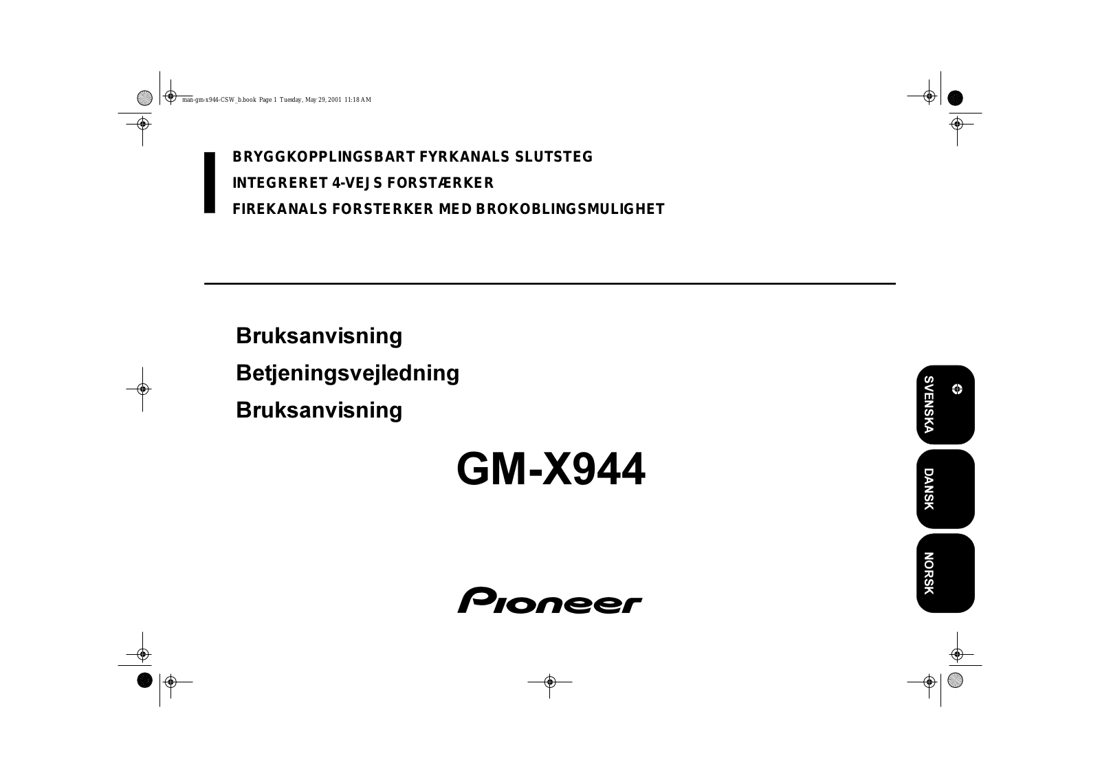 Pioneer GM-X944 User Manual