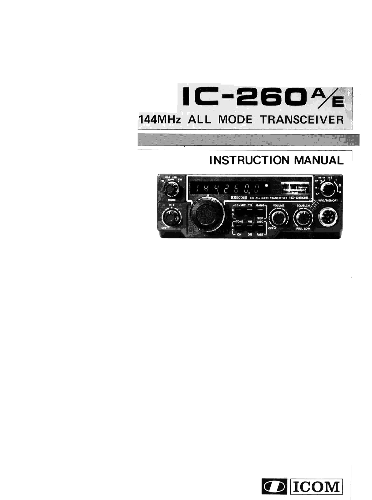 Icom IC-260A, IC-260E User Manual