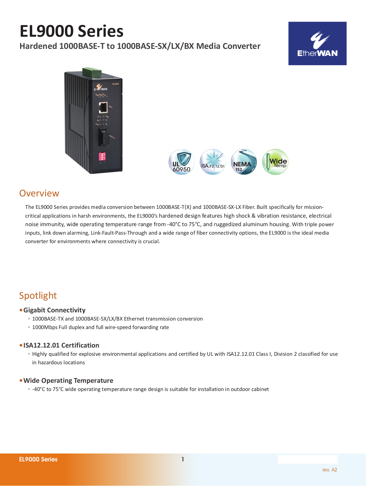 EtherWan EL9000 Series Data Sheet