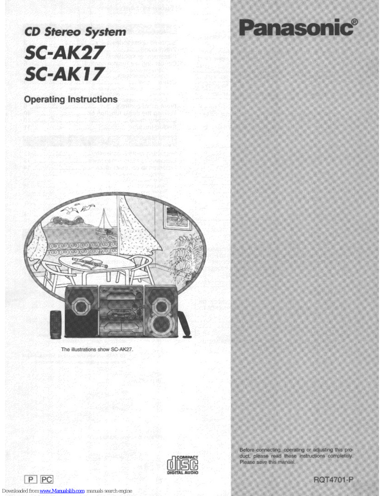 Panasonic SA-AK27, SA-AK17, SB-AK27, SB-AK17 Operating Instructions Manual