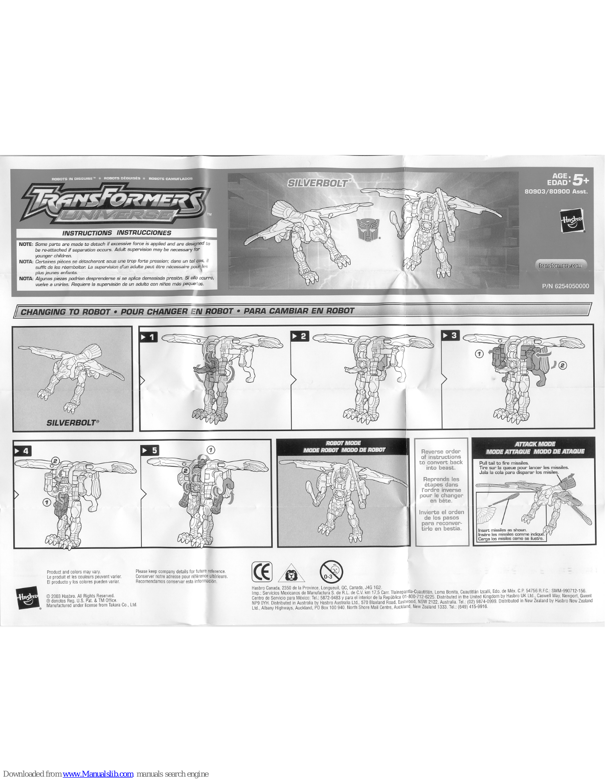 Hasbro 80903, 80900 Instructions Manual - ManualMachine.com
