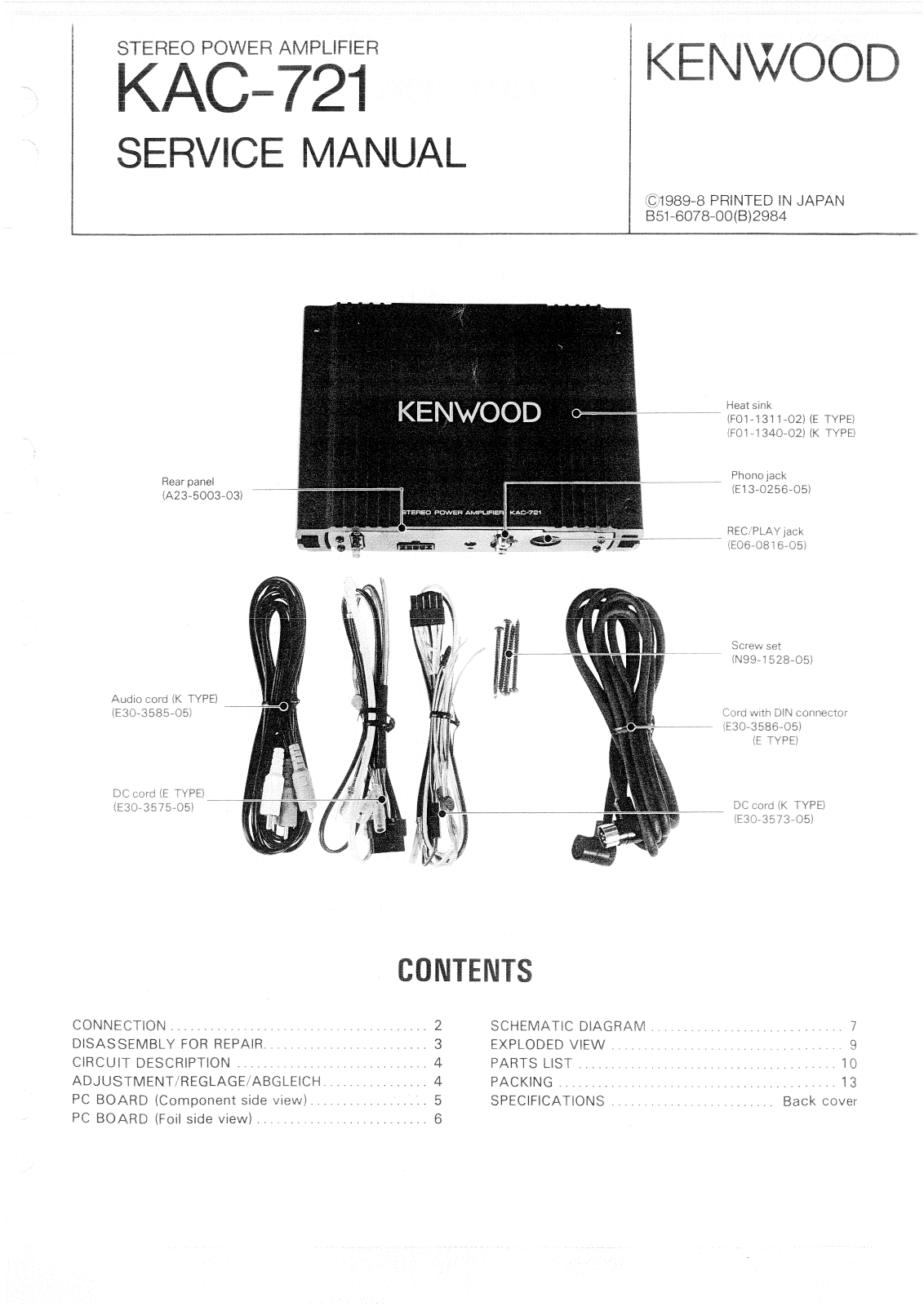 Kenwood KAC-721 Service manual