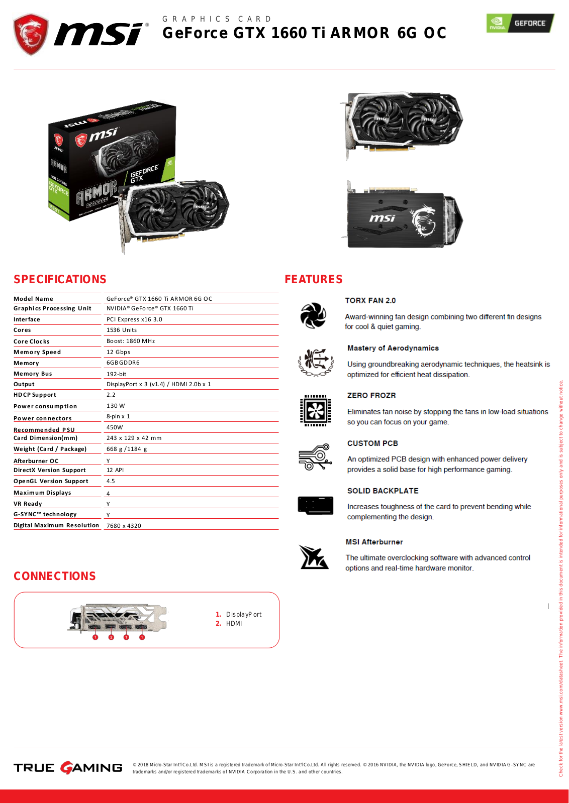 MSI GTX 1660 Ti Armor 6G OC Service Manual