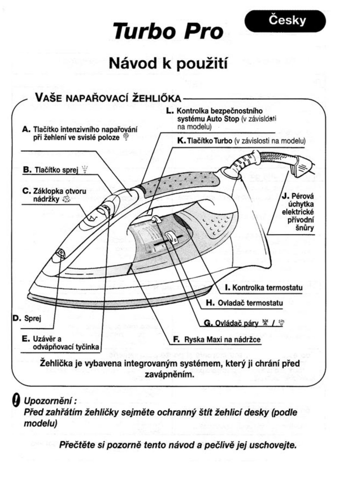 Tefal FV 8125 Turbo Pro 700 Auto Stop, FV 8115 Turbo Pro 525, FV 8110 Turbo Pro 350 User Manual