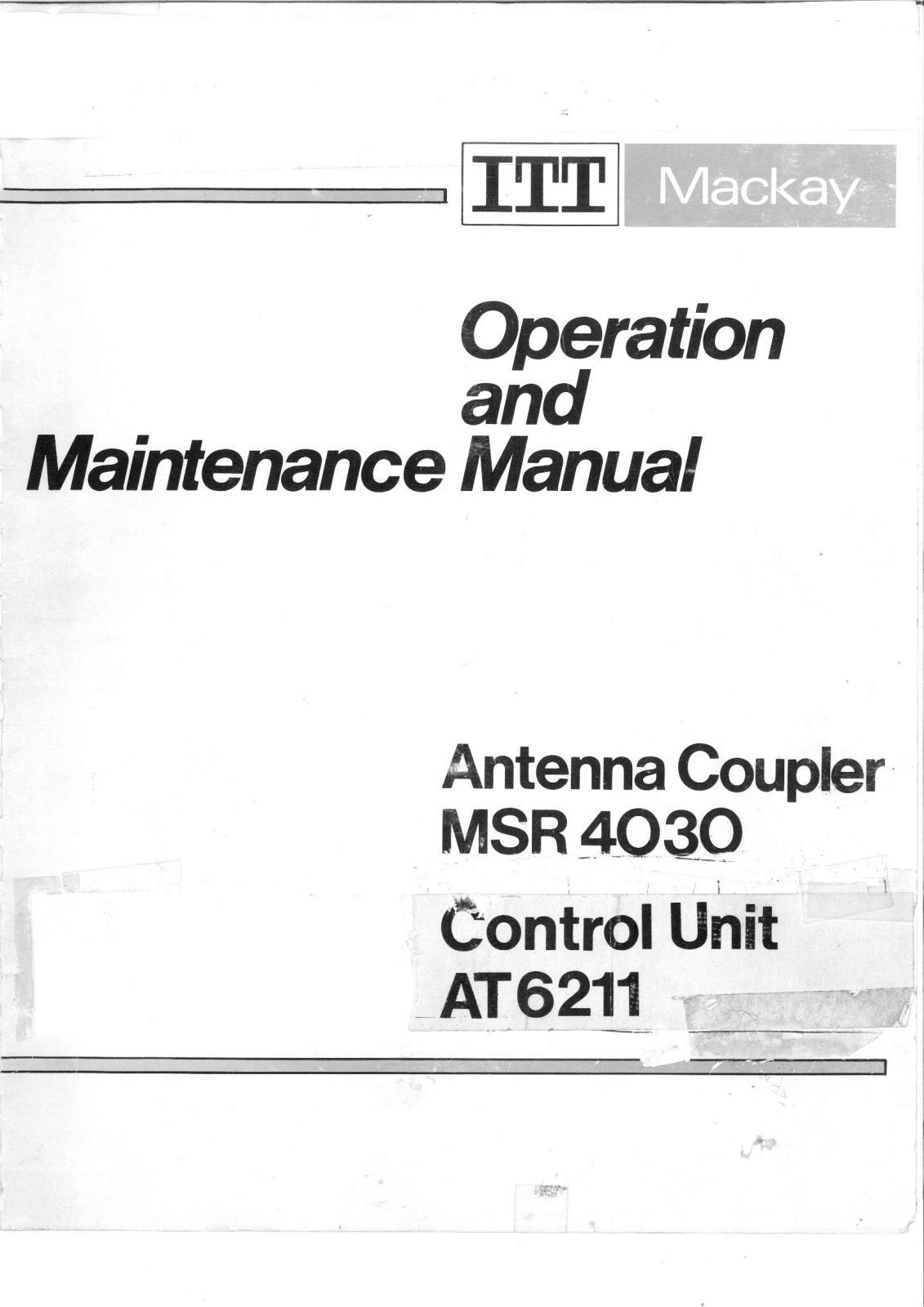 ITT AT 6211, MSR 4030 Service Manual