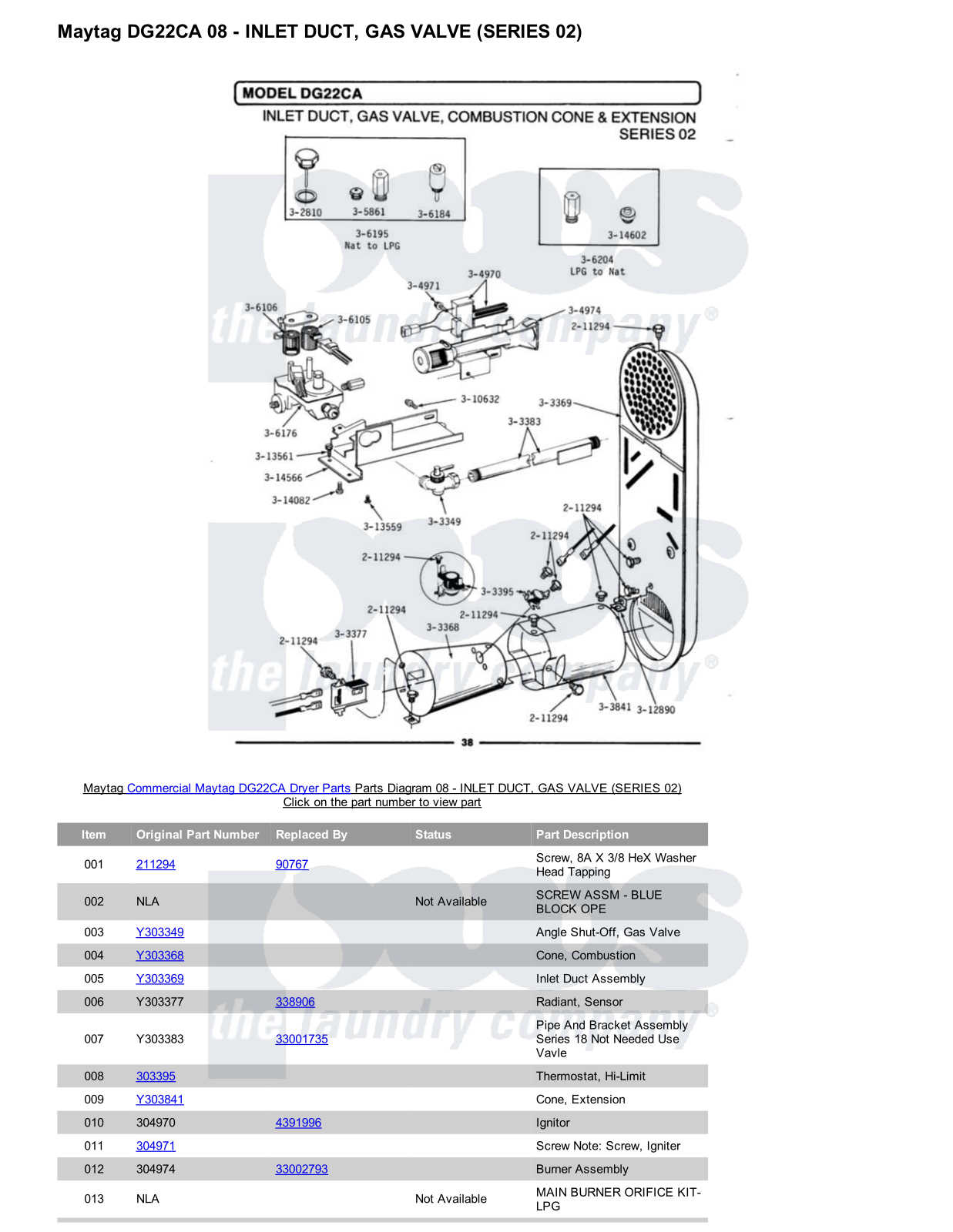 Maytag DG22CA Parts Diagram