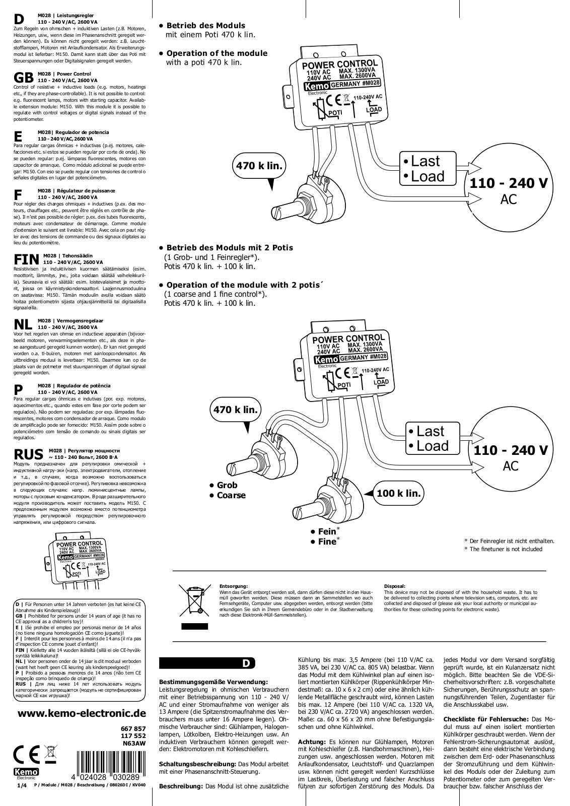 Kemo Electronic M028 User Manual