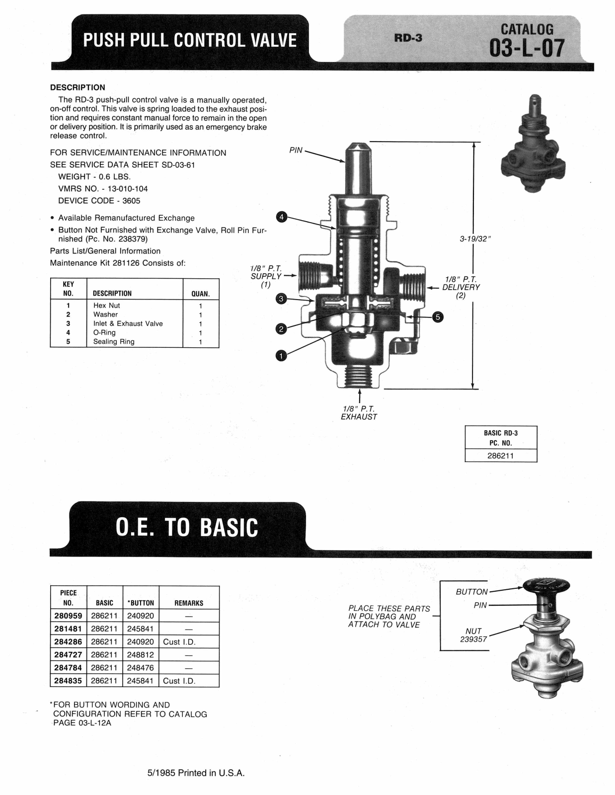 BENDIX 03-L-07 User Manual