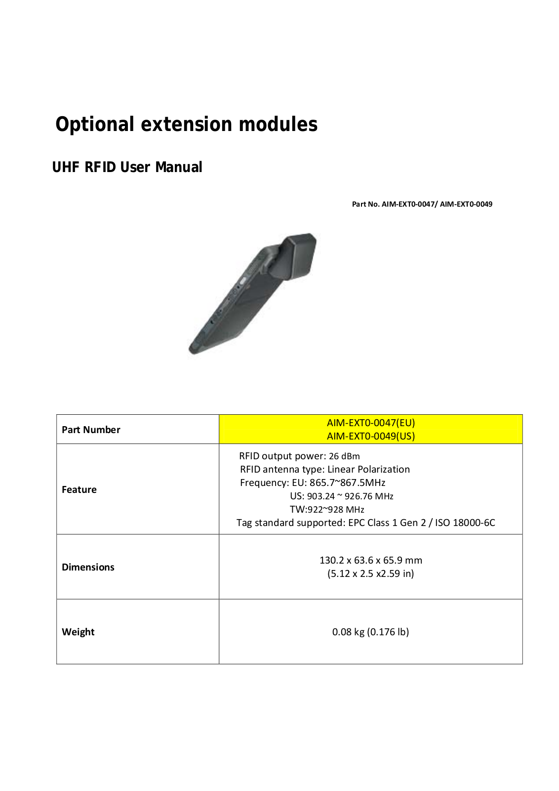 Advantech Co AIM EXT0 0049 User Manual