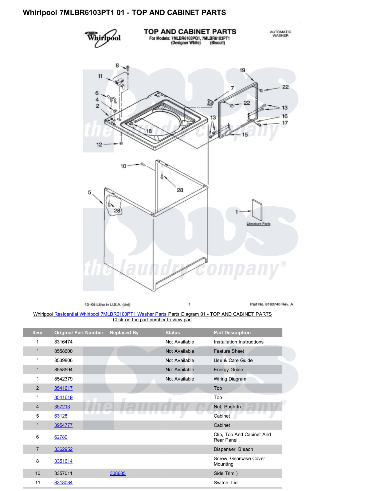 Whirlpool 7MLBR6103PT1 Parts Diagram