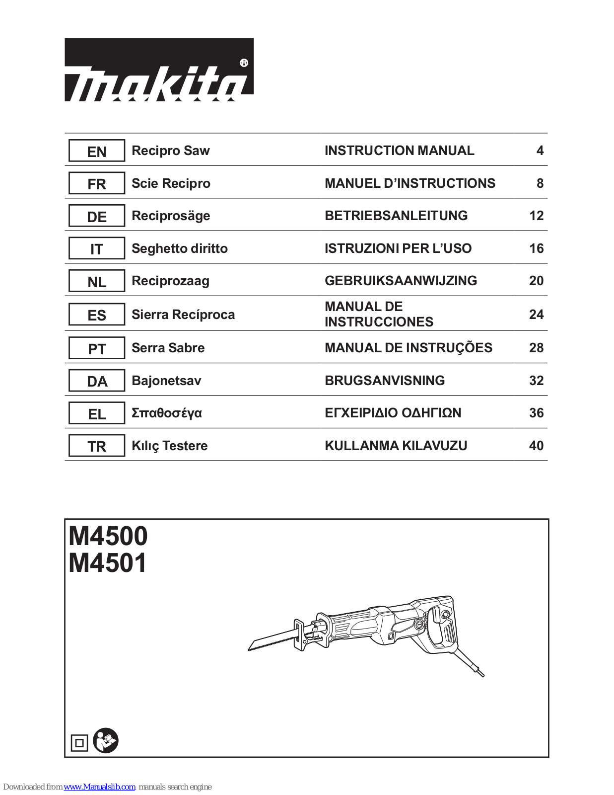 Makita M4500, M4501 Instruction Manual