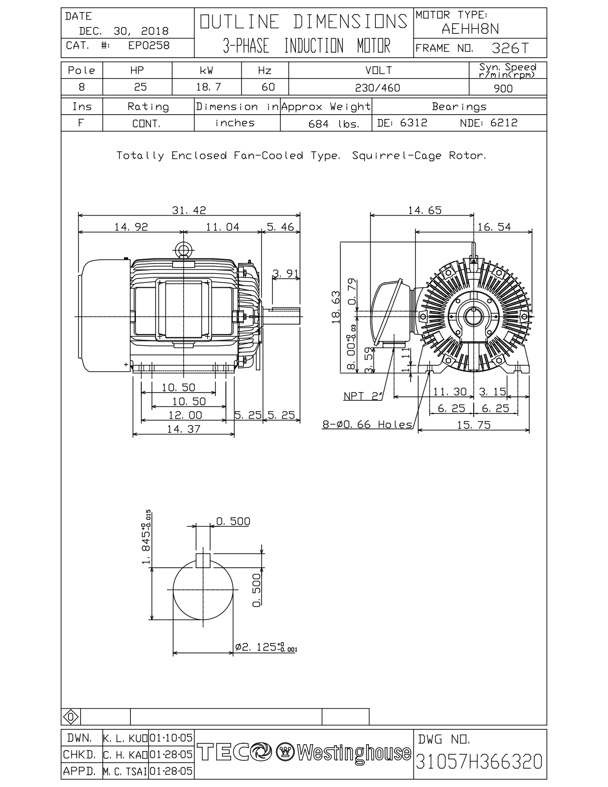 Datasheet EP0258 Reference Drawing (Teco) - ManualMachine.com