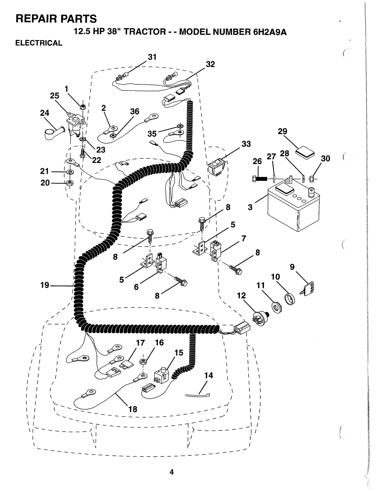 AYP 6H2A9A Parts List