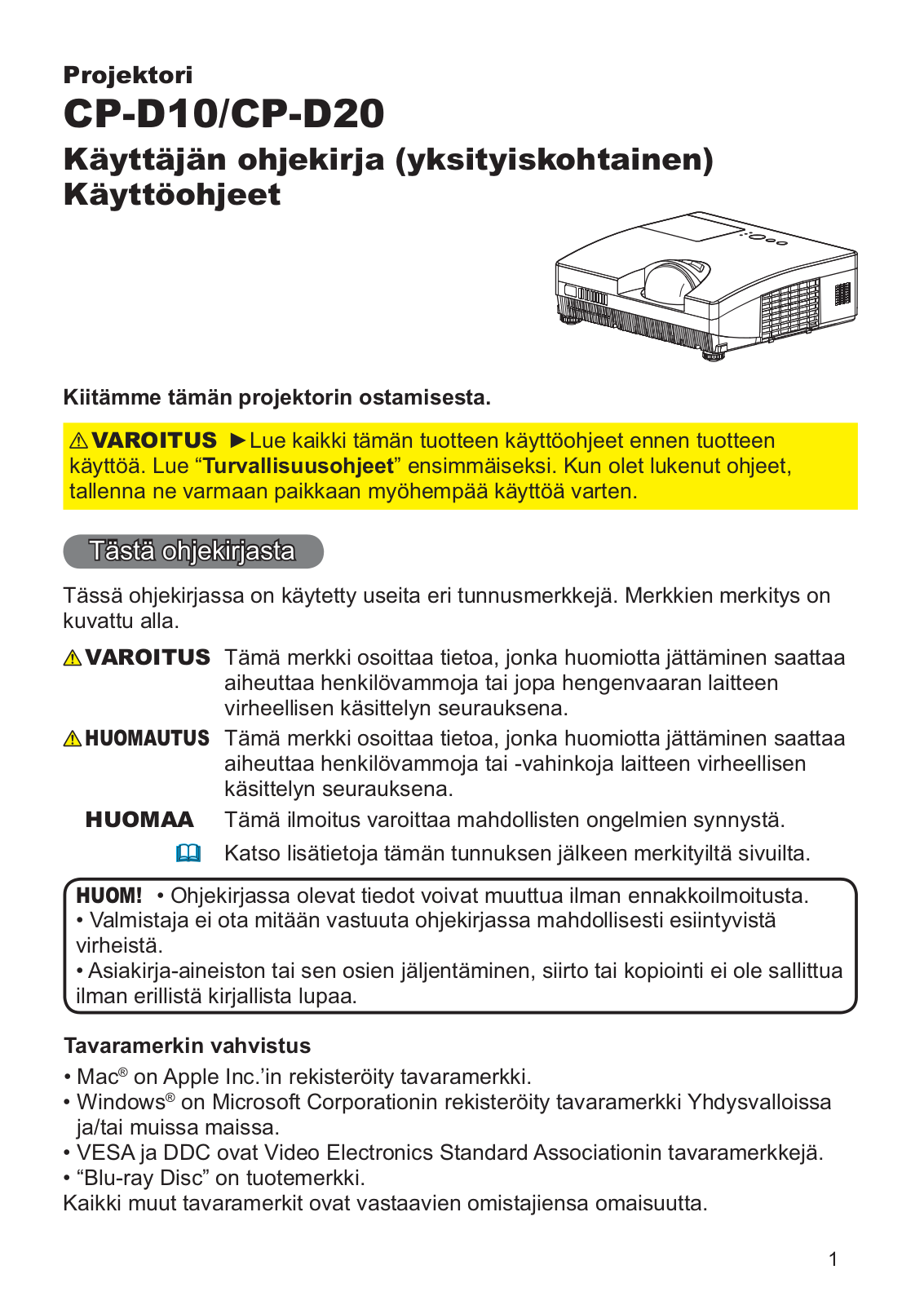 Hitachi CP-D20 User Manual