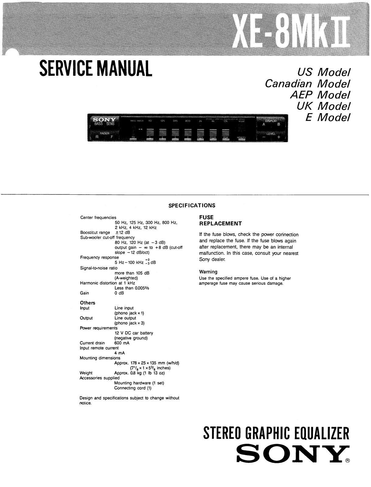 Sony XE-8 Mk2 Service manual