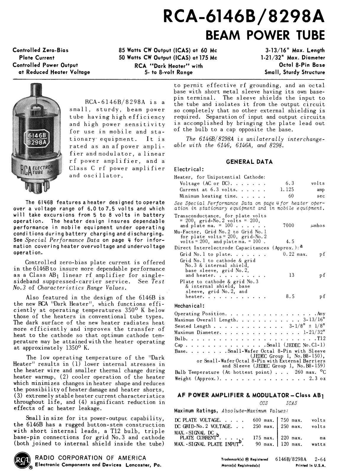 RCA 8298A, 6146B User Manual