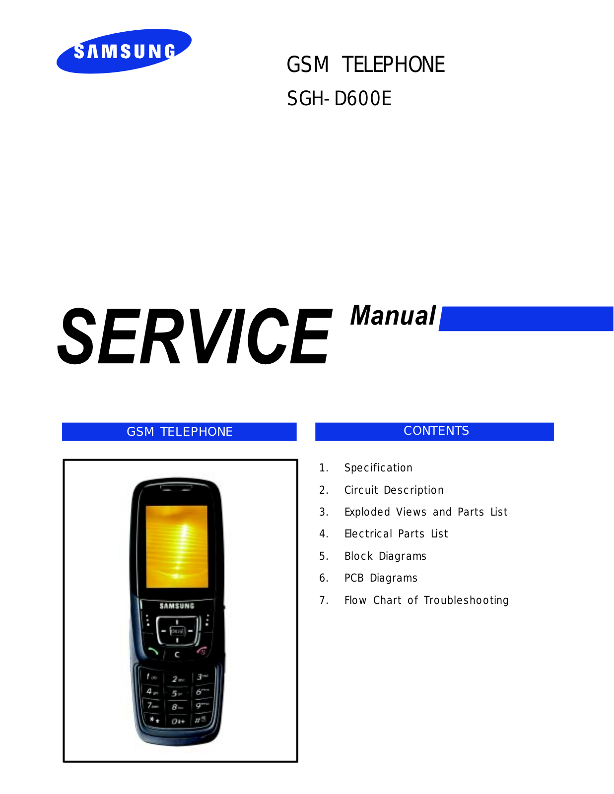 Samsung SGH-D600E Service Manual