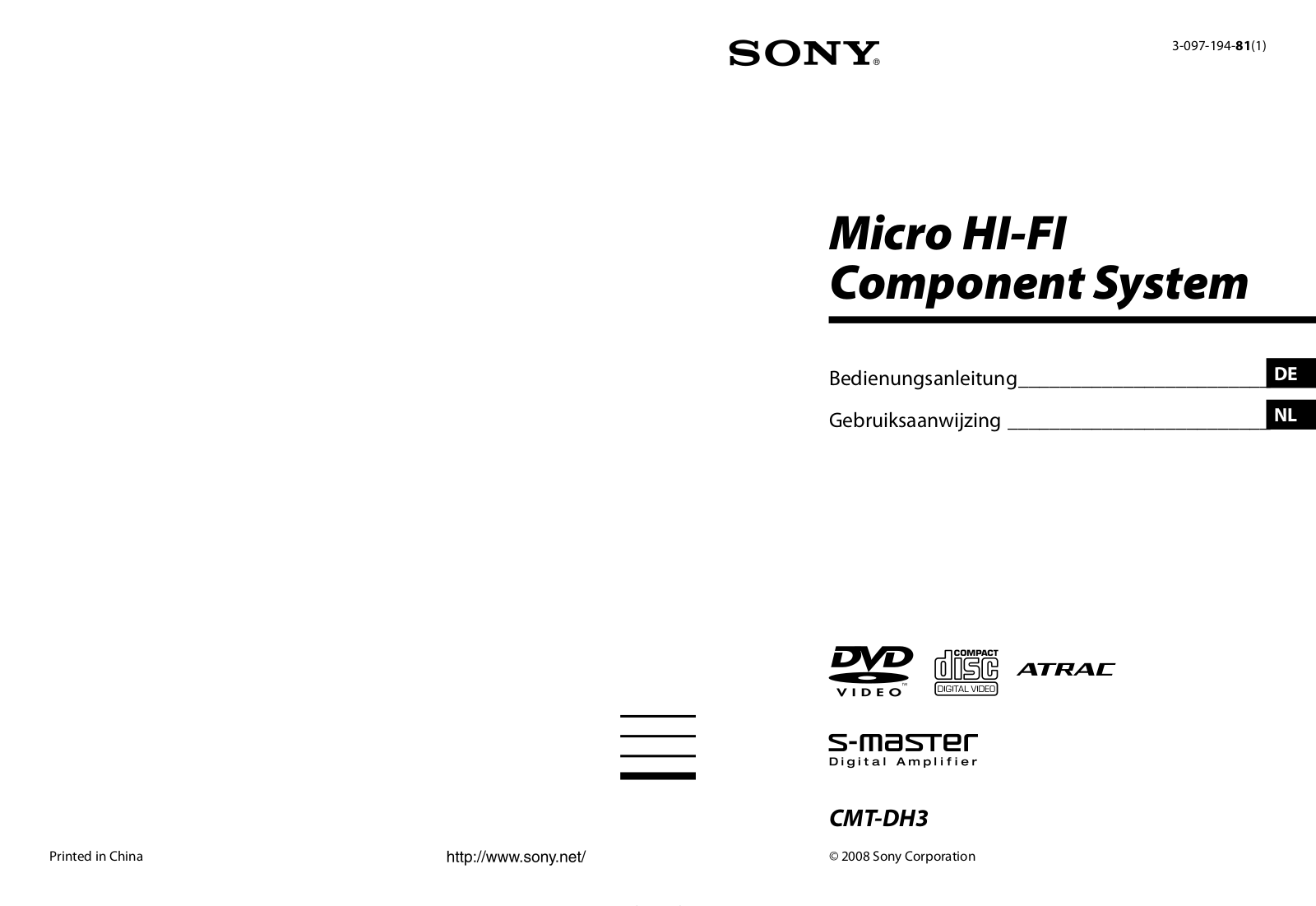 Sony CMT-DH3 User Manual