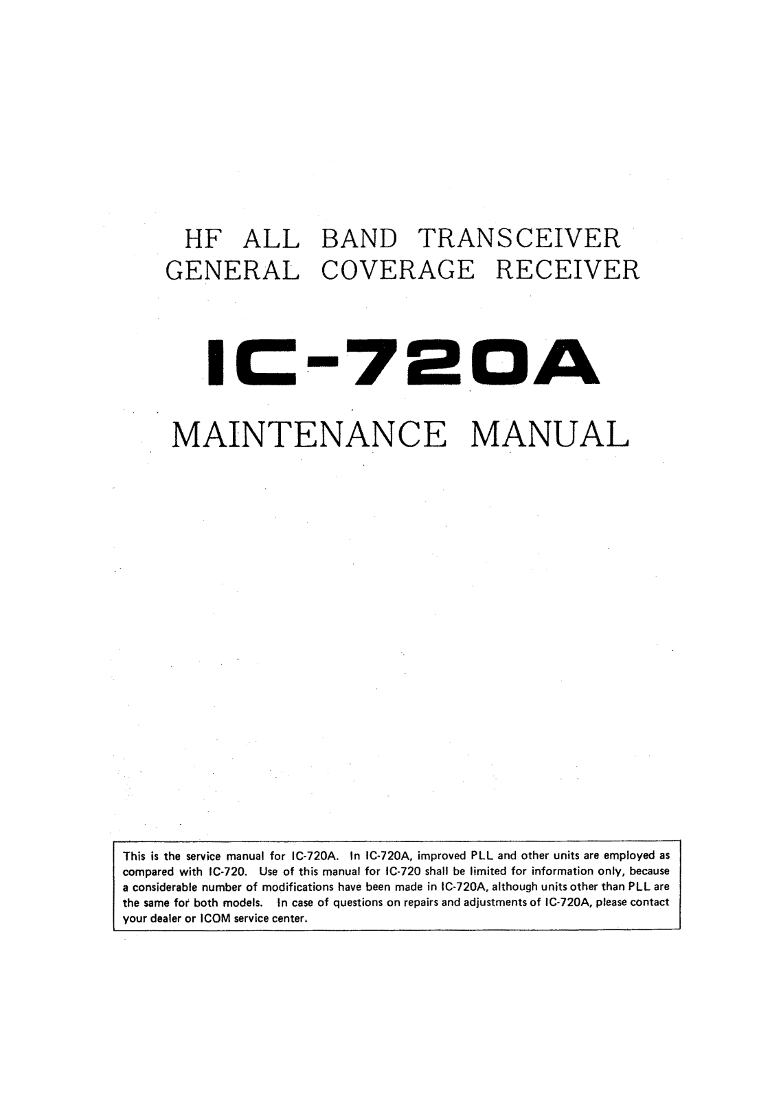 Icom IC-720A Service Manual