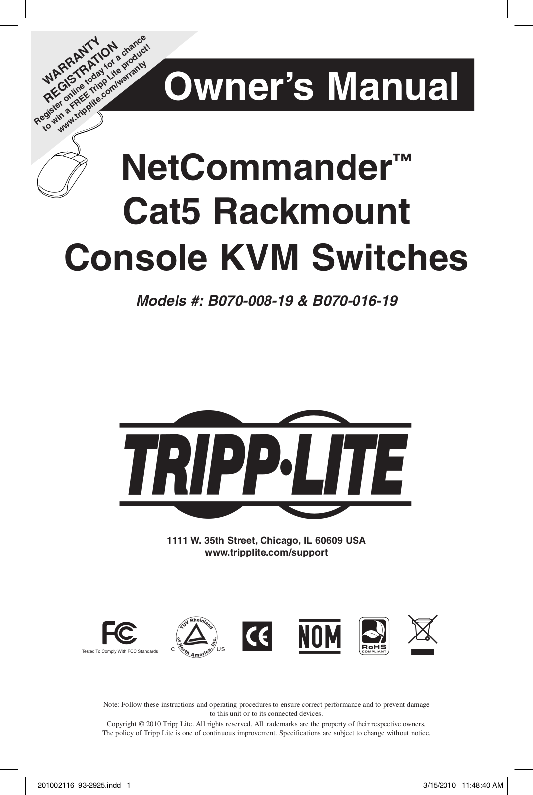 Tripp Lite B070-008-19, B070-016-19 User Manual