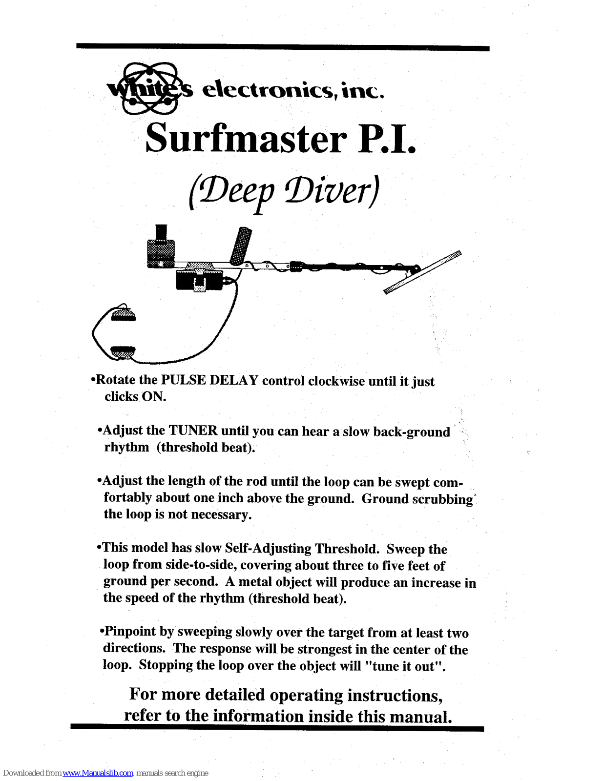 White’s Electronics Surfmaster P.I. Deep Diver Instruction Manual